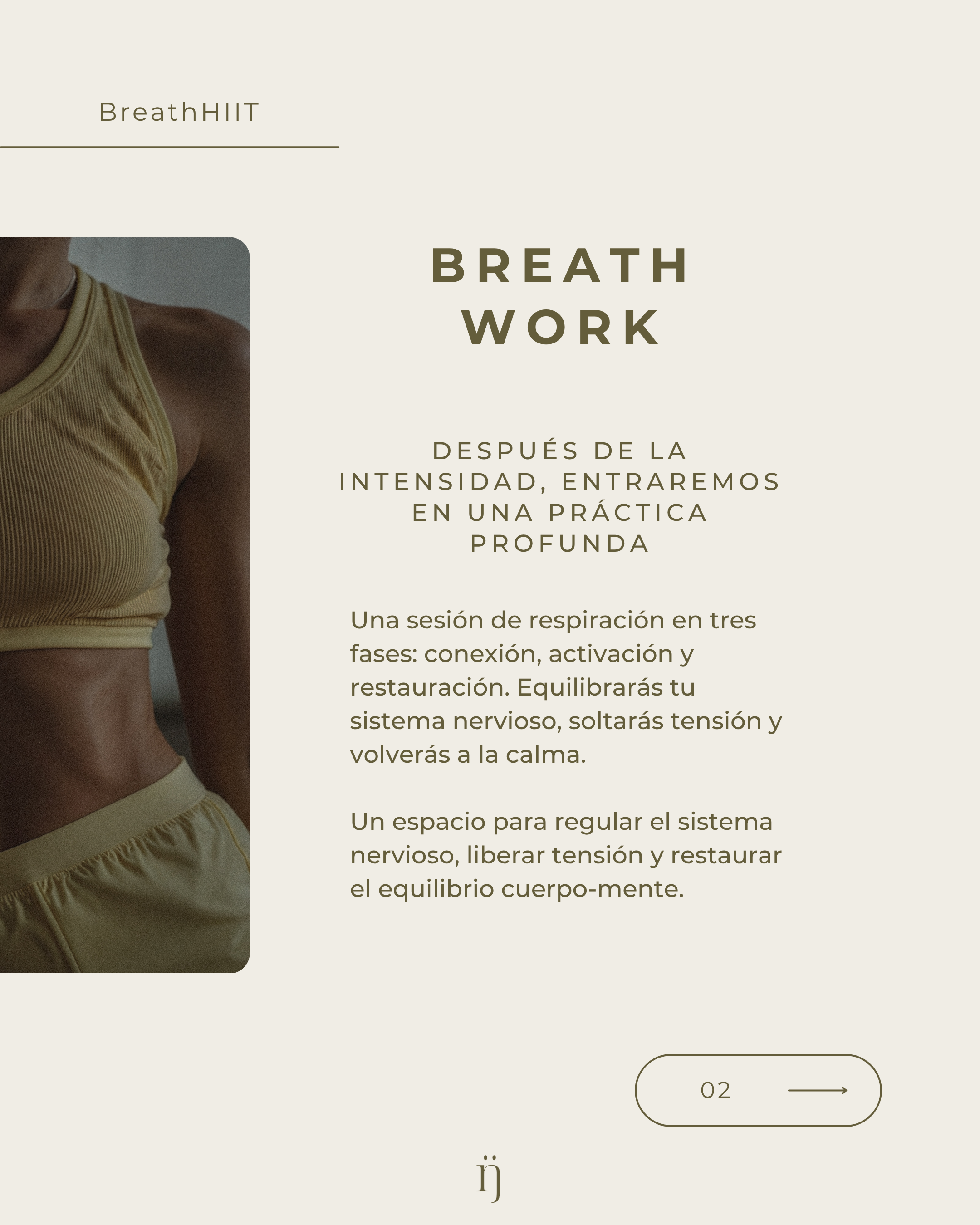Después de la intensidad, entraremos en una práctica profunda. Explica las tres fases del Breathwork: conexión, activación y restauración. promueve equilibrio del sistema nervioso y bienestar cuerpo-mente.